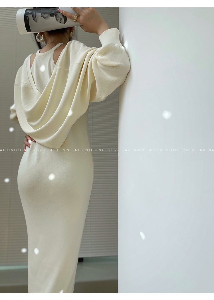 Aconiconi| Knitted dress suit + classic shawl versatile cardigan - Paris