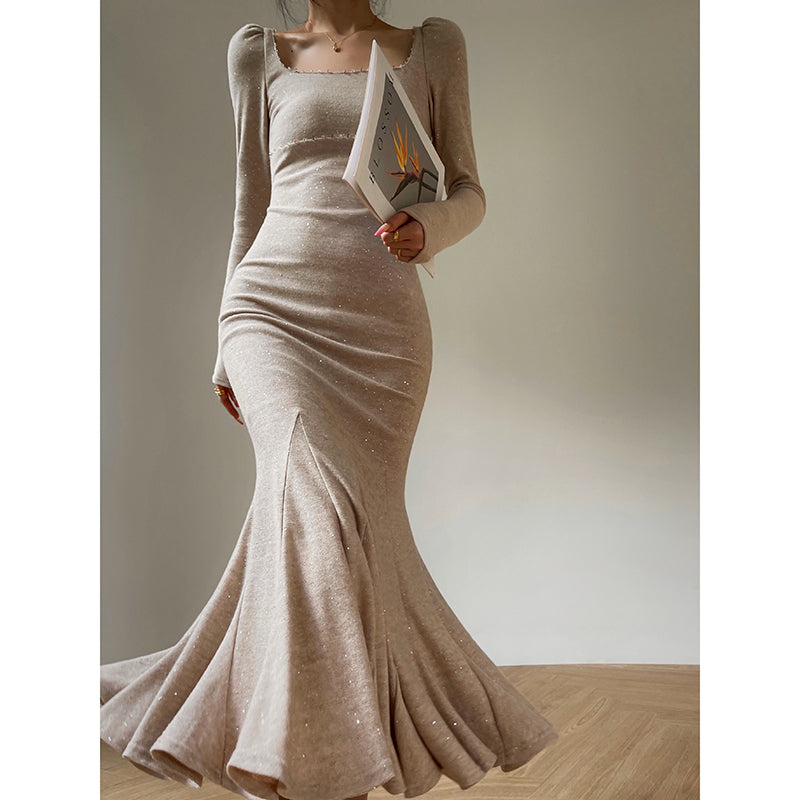 Aconiconi| Mermaid minimal sequin knitted sweater dress - Cace