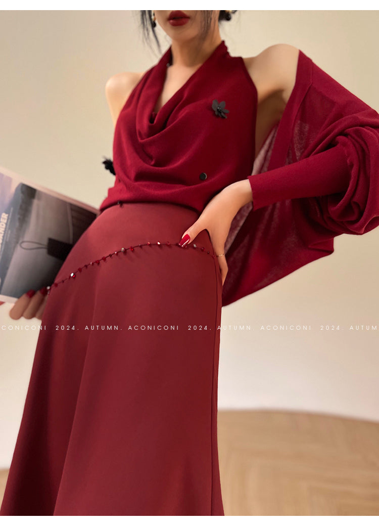 Aconiconi Elegant Bat Style Long Sleeve Chic Versatile Cardigan-Jessica (vvv)