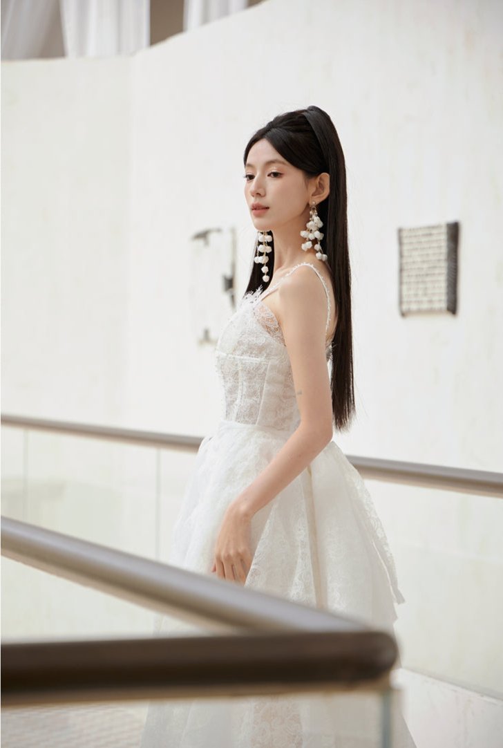 DOLLY Elegant White Sleeveless Short Party bridal Dress-LANCEY