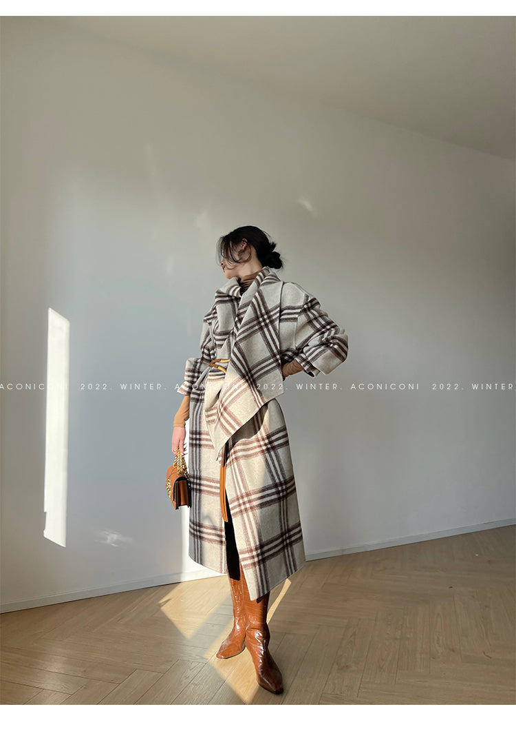 Aconiconi| Double-sided tweed plaid winter coat jacket - Poems of the North Island