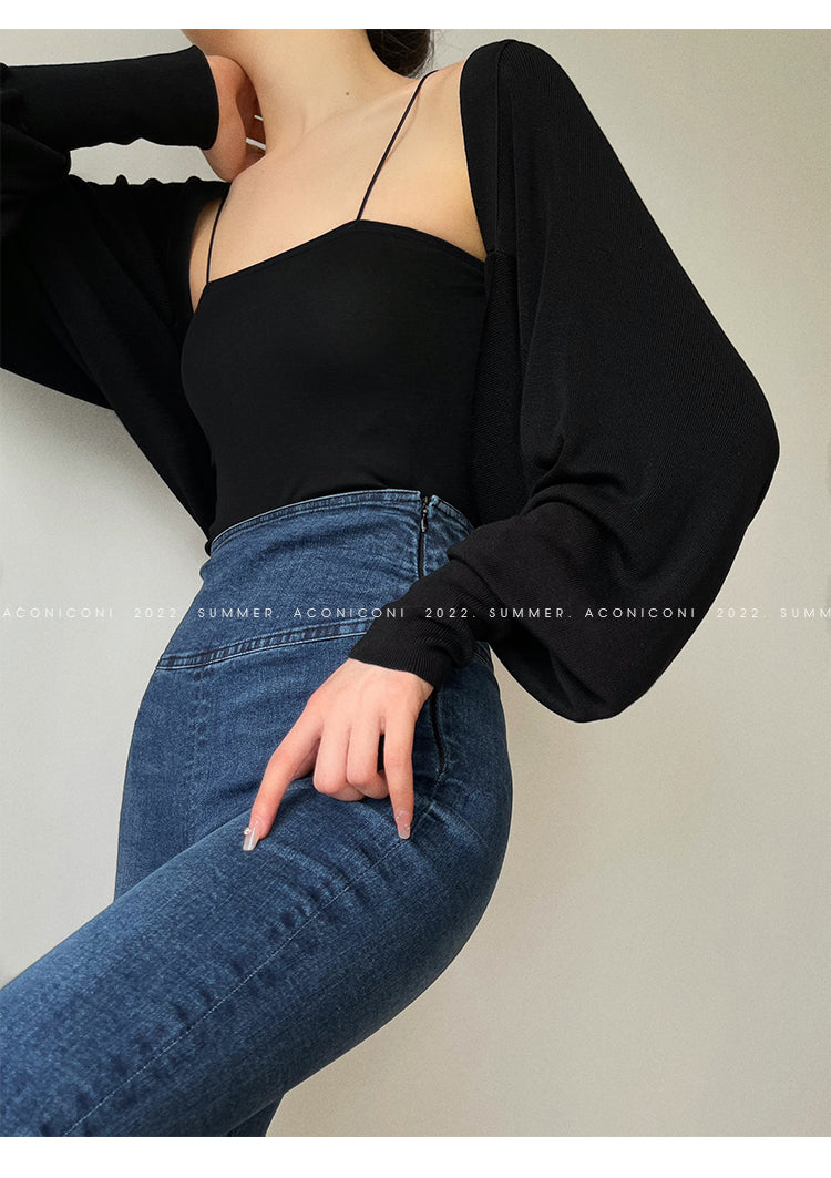 Aconiconi Elegant Bat Style Long Sleeve Chic Versatile Cardigan-Jessica (vvv)