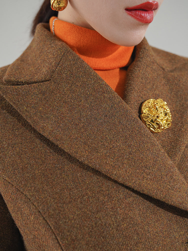 Huanzi worsted wool high-end vintage British women's autumn winter blazer - Tiwe