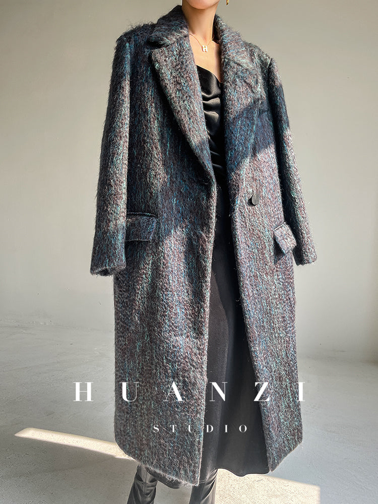 Huanzi custom dyed couture mohair water ripple wool cautumn and winter coat - Kendu
