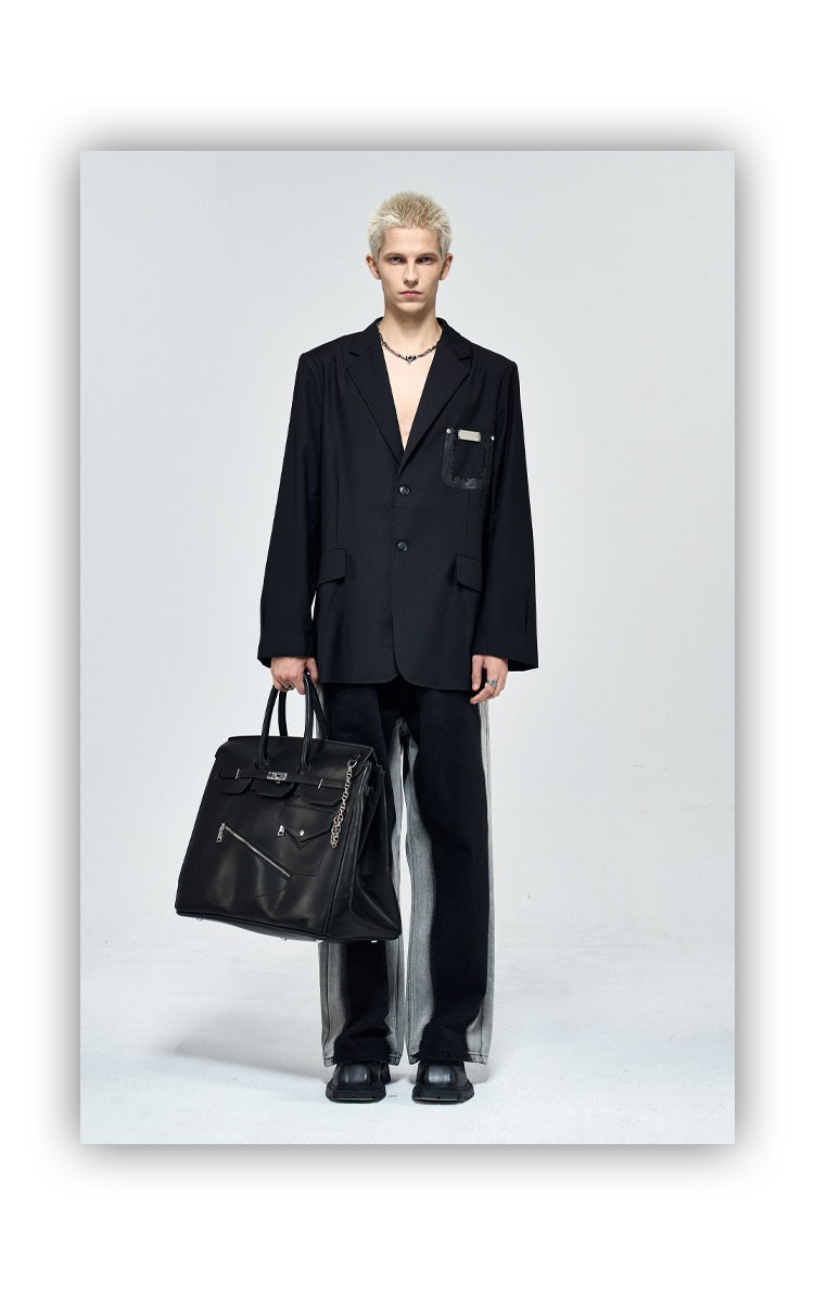 Birkin inspired handmade PU Leather Black tote buckle men/women's weekender travel overnight weekend handbag