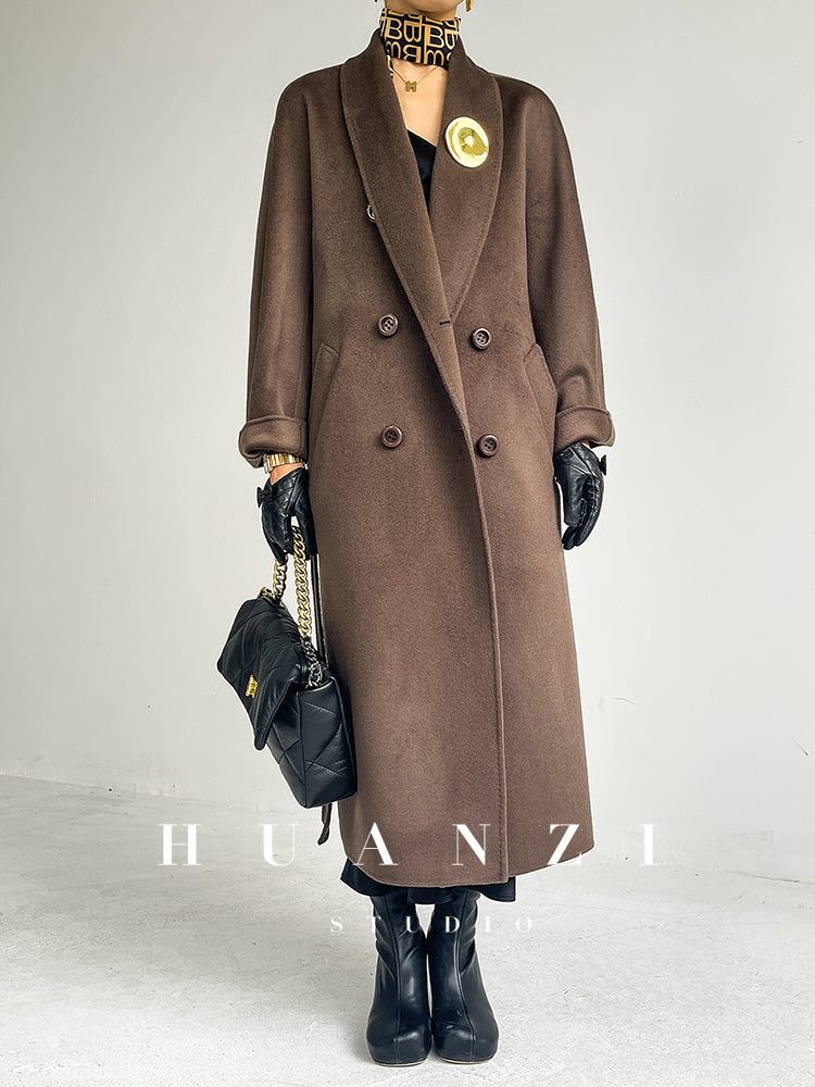 Huanzi high-end double-sided cashmere wool tweed blazer coat - Vellor
