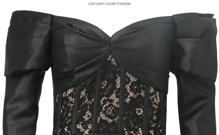 DOLLY Luxury French Style Off Shoulder Long Sleeve Corset Dress-JOLIE