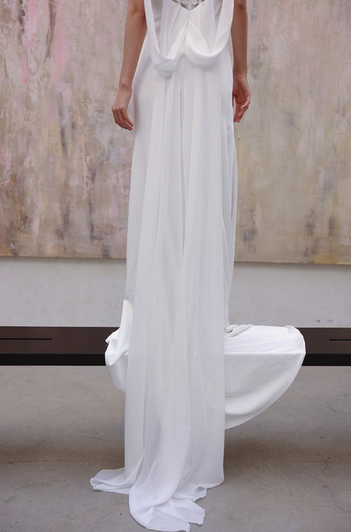 DOLLY Luxury White Graceful Sleeveless Square Collar Wedding Dress-MARY