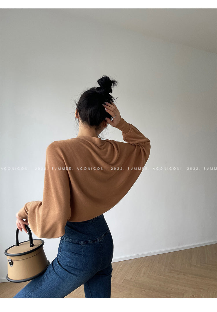 Aconiconi Elegant Bat Style Long Sleeve Chic Versatile Cardigan-Jessica (vvv)