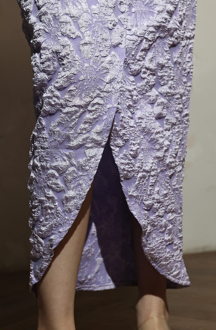 DOLLY Elegant Purple Puff Long Sleeve Off Shoulder Dinner Dress-GRISLLE