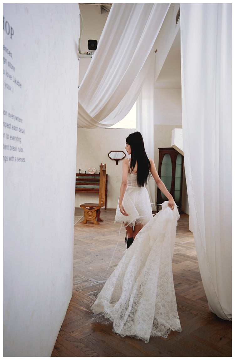 DOLLY Elegant White Sleeveless Short Party bridal Dress-LANCEY