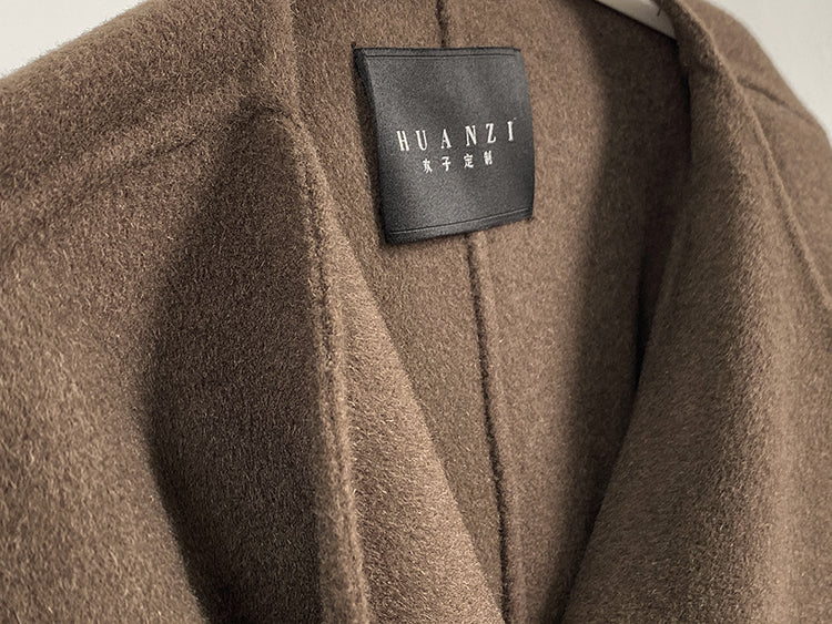Huanzi wool tweed autumn winter short cashmere double-sided coat - Talfy