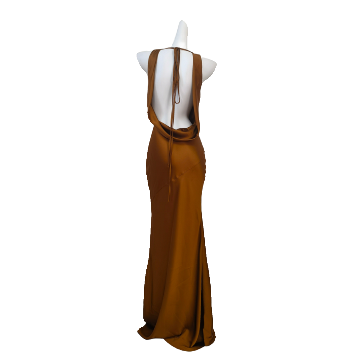 DOLLY Elegant Brown Retro Sleeveless Halter Neck Long Cocktail Dress-GIDDY