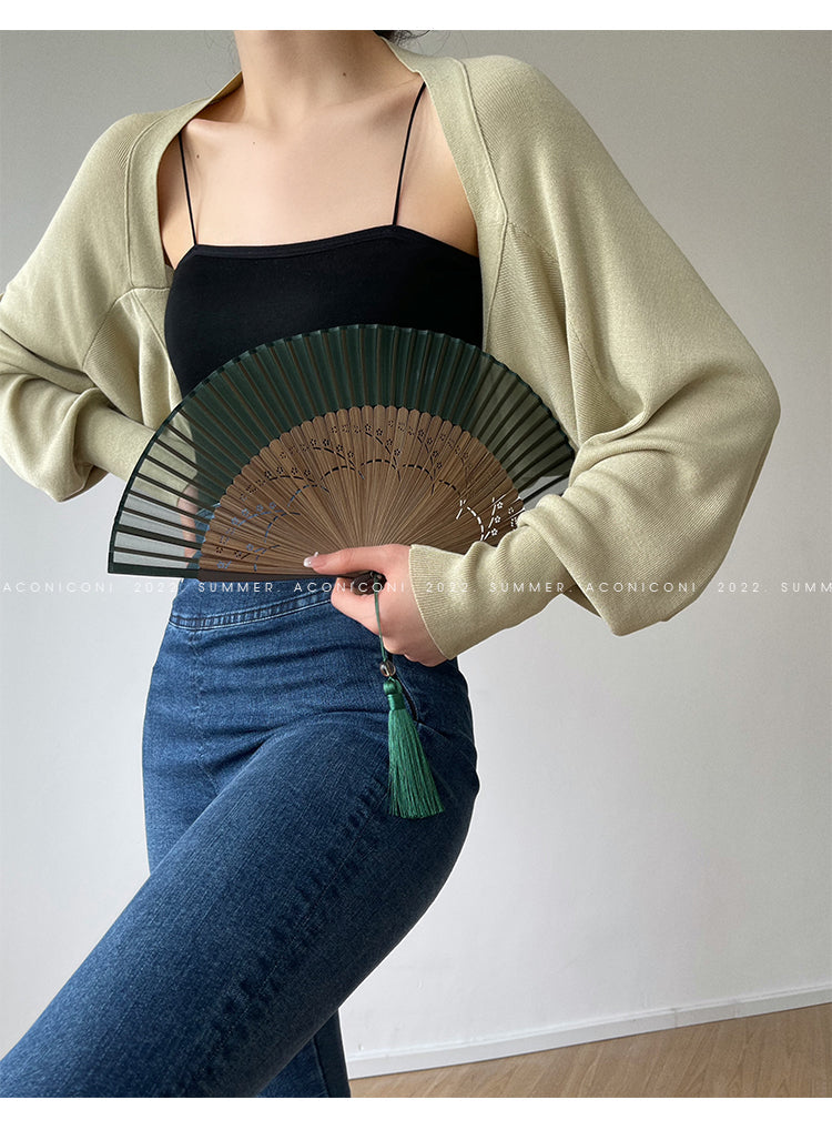 Aconiconi Elegant Bat Style Long Sleeve Chic Versatile Cardigan-Jessica (vvv)