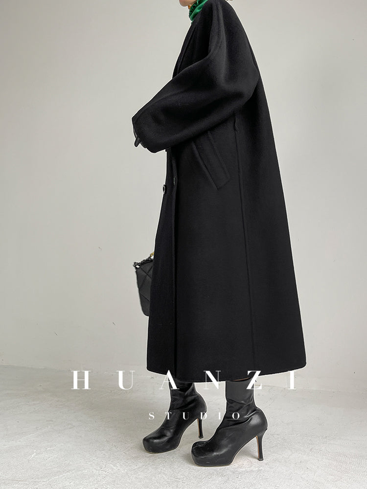 Huanzi high-end double-sided cashmere wool tweed blazer coat - Vellor
