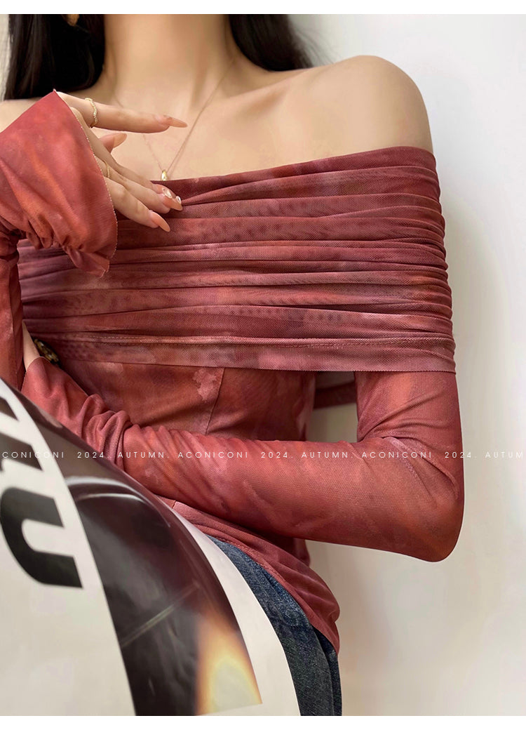 Aconiconi Luxury maxi fish Skirt Off shoulder top - Amber Sweet Tea