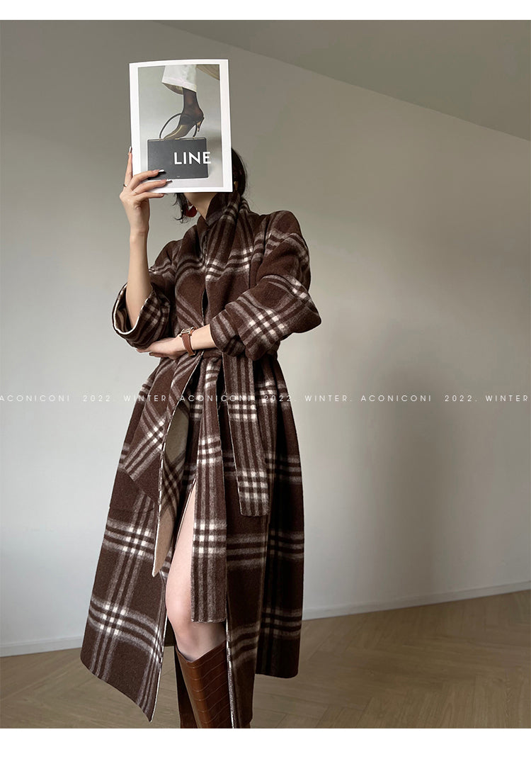 Aconiconi| Double-sided tweed plaid winter coat jacket - Poems of the North Island