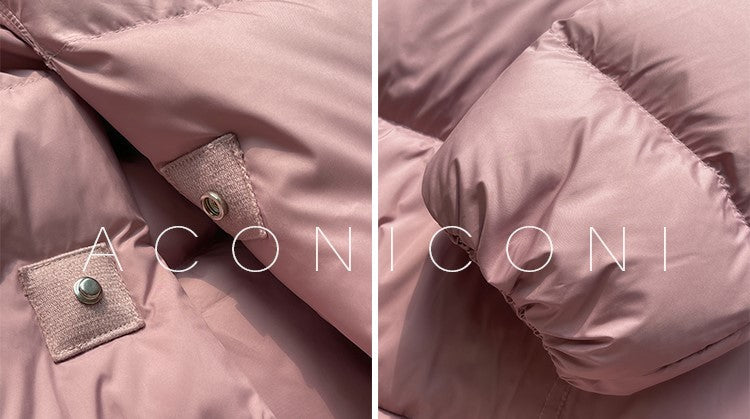 Aconiconi Luxury Purple Duck Down Hooded Loose Thick Warm Winter Coat- Dreamberry Cheese