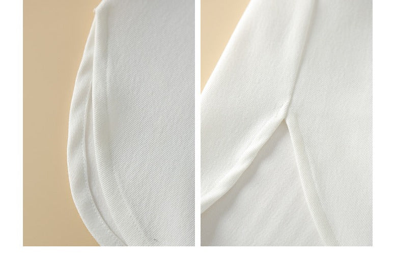 Half zipper white shirt women's autumn shirt- Tiloba