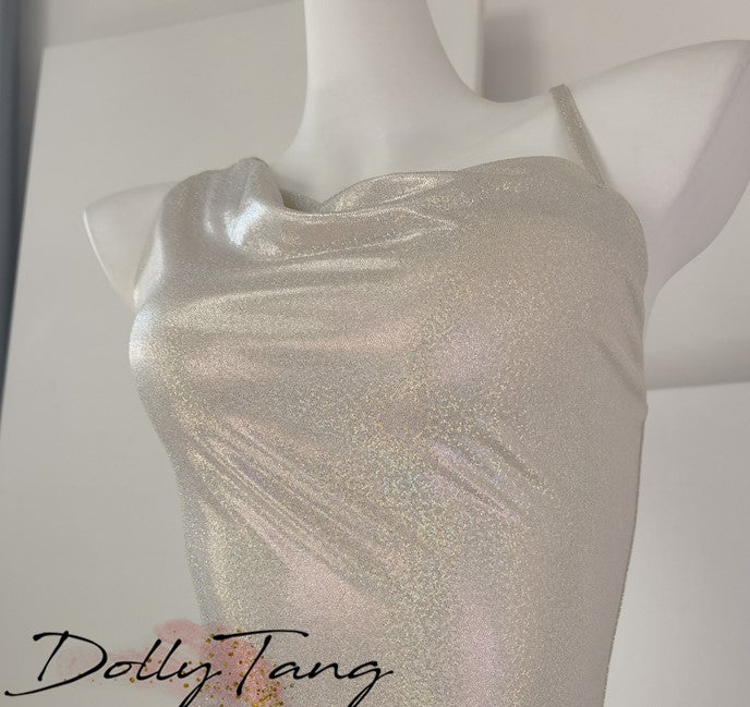 DOLLY Luxury Sliver Sleeveless Glitter Slim Fit Long Banquet Dress-SWATTIE