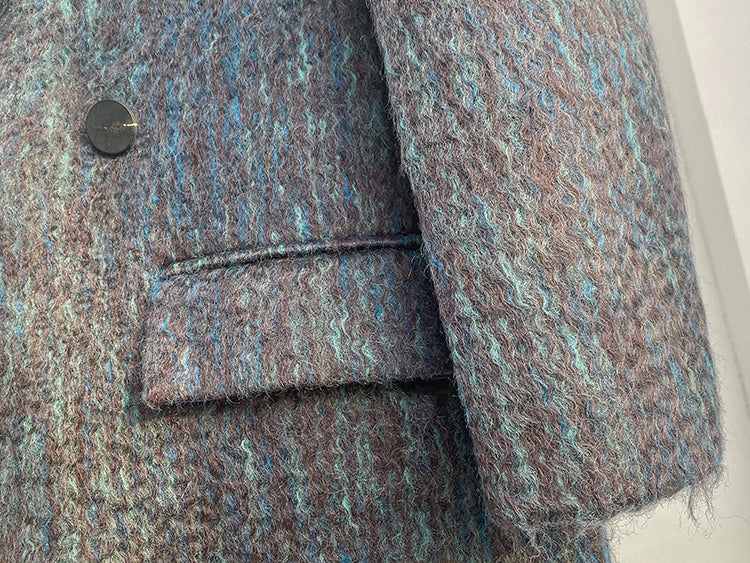 Huanzi custom dyed couture mohair water ripple wool cautumn and winter coat - Kendu