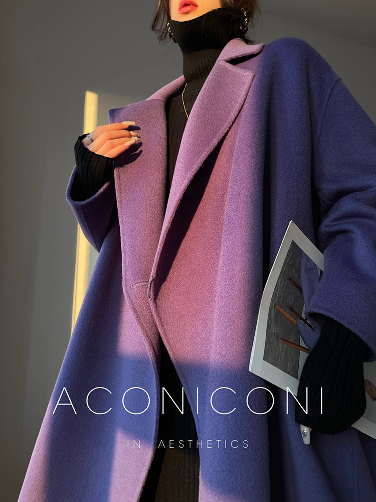 Aconiconi Long Double-Sided High-End Full Wool Purple Coat - Mel Dream