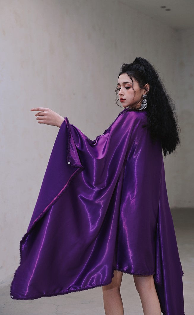 DOLLY Elegant Deep Purple Off Shoulder Swing Collar Short Party Dress-PREETI