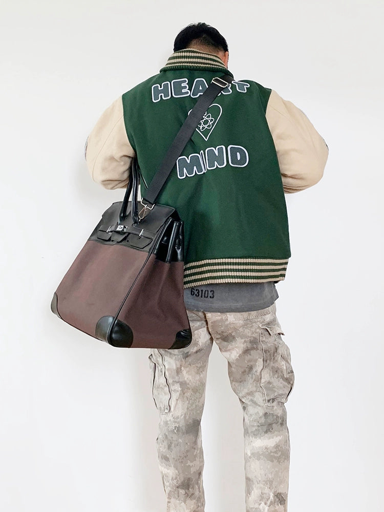 Vintage old money style inspired platinum bag men's large travel canvas weekender bag