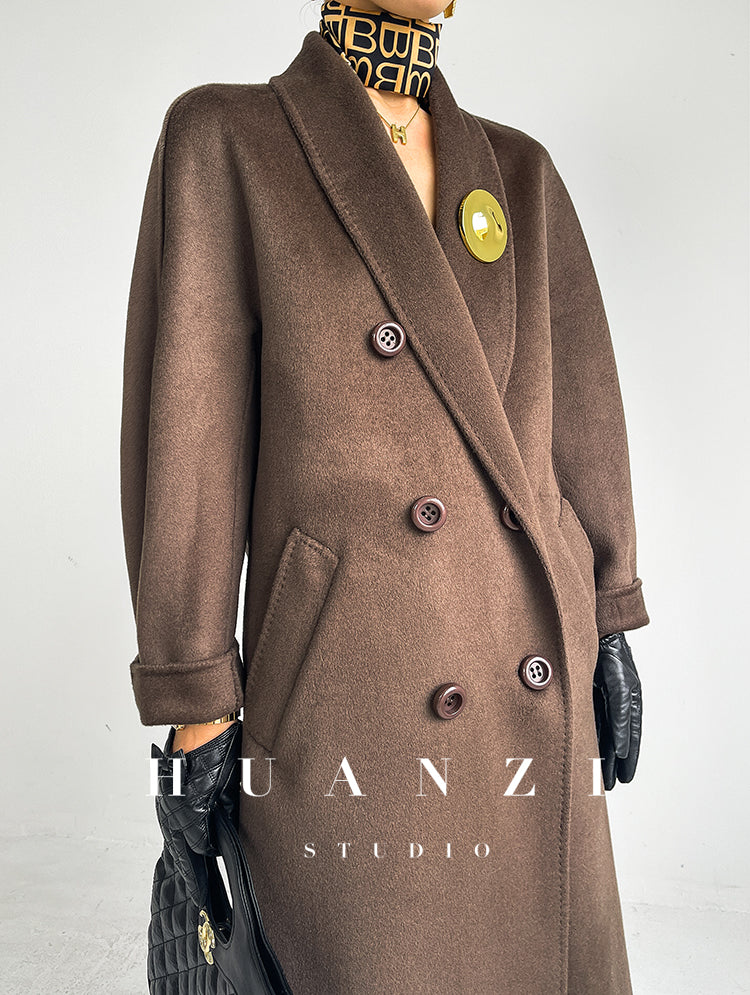 Huanzi high-end double-sided cashmere wool tweed blazer coat - Vellor