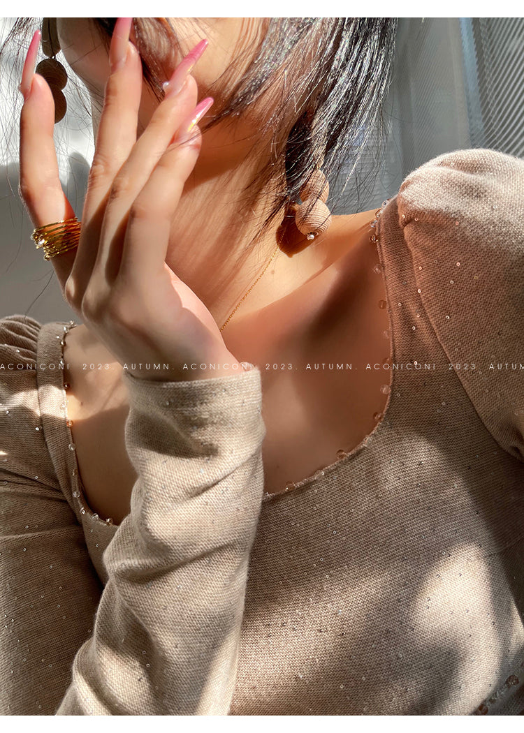 Aconiconi| Mermaid minimal sequin knitted sweater dress - Cace