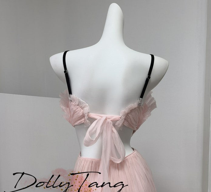 DOLLY Luxury Sleeveless Backless Strap Handmade Pleated Party Dress-GINA