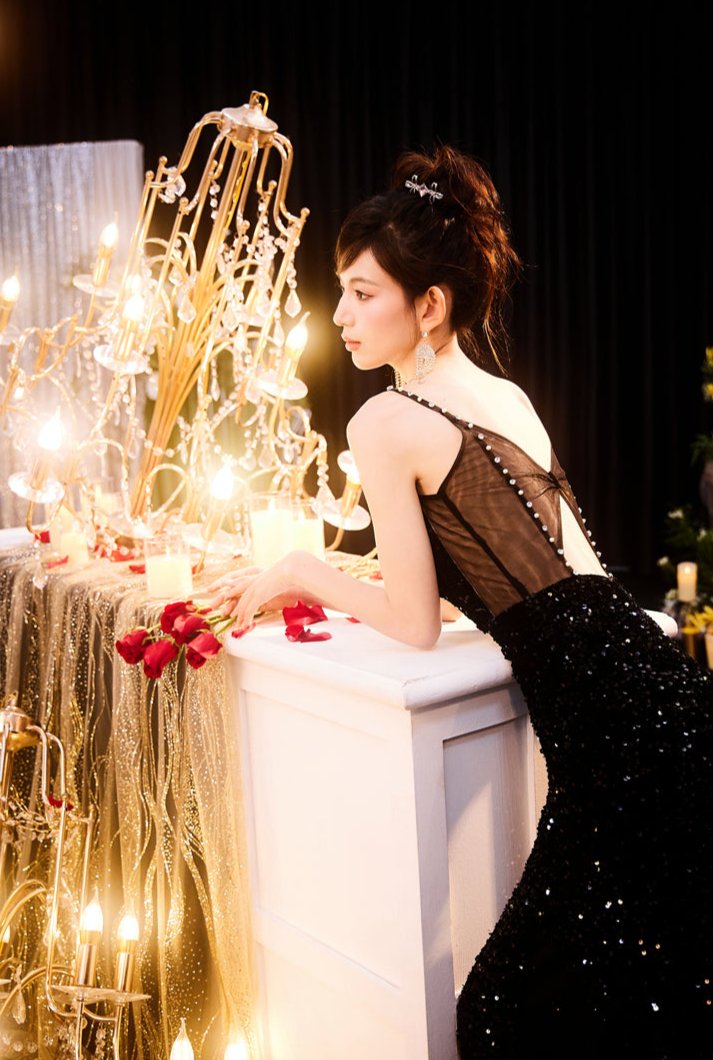DOLLY Luxury Black Sleeveless Sequin High Waist Fish Tail Sexy Evening Dress-LYRA
