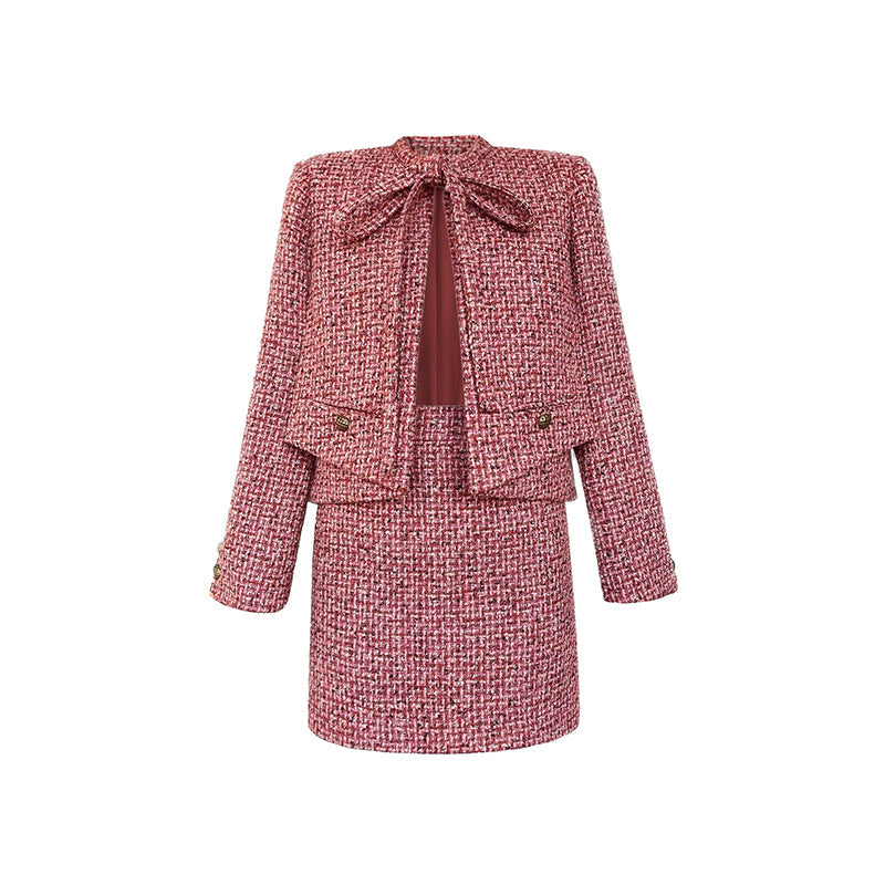 Aconiconi| bright autumn and winter elegant design jacket Skirt - Rose tea