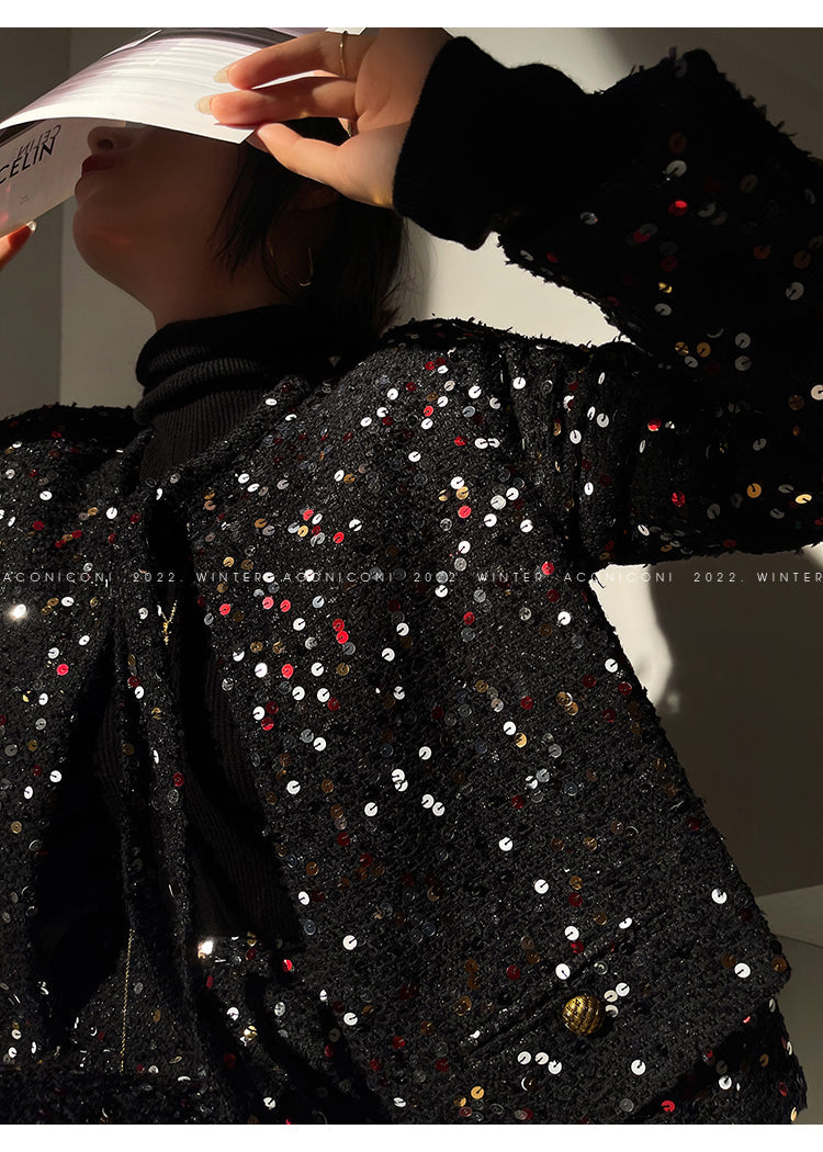 Aconiconi| bright autumn and winter elegant design jacket Skirt - Rose tea