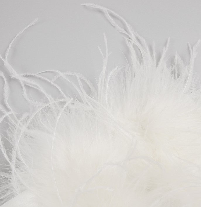 DOLLY Elegant White French Style Off Shoulder Feather Long Sleeves Slim Fit Dress-DAISIES(V)