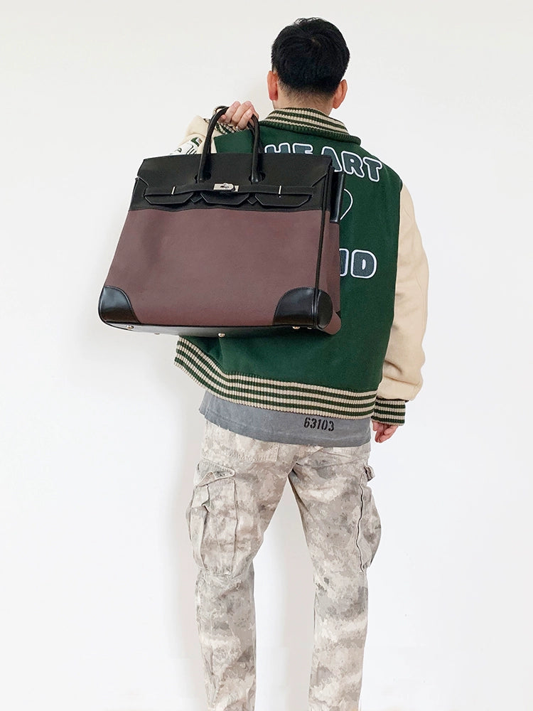 Vintage old money style inspired platinum bag men's large travel canvas weekender bag