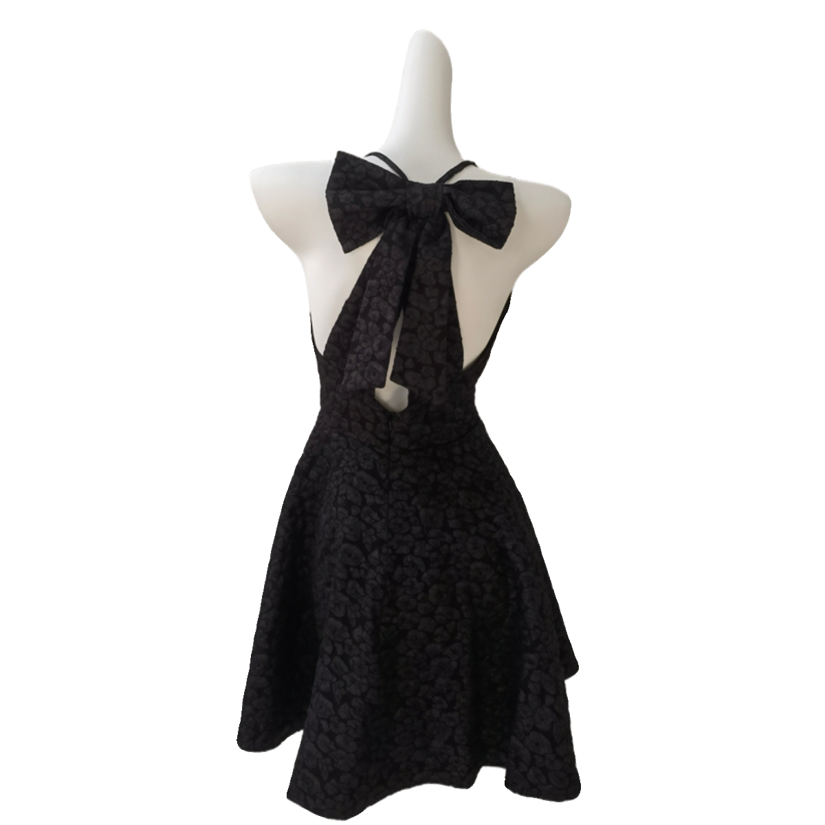 DOLLY Luxury Black Bow Halter Neck Backless High Waist Short Birthday Dress-Crystal