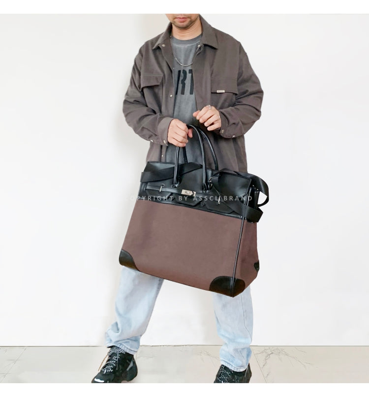 Vintage old money style inspired platinum bag men's large travel canvas weekender bag