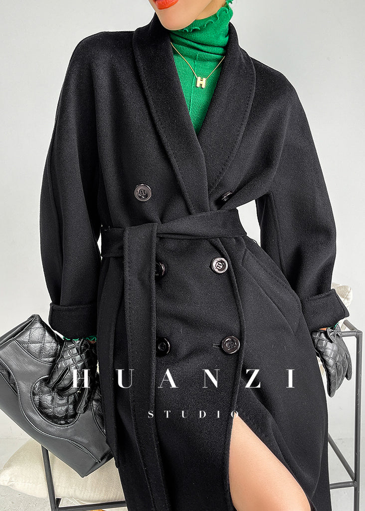 Huanzi high-end double-sided cashmere wool tweed blazer coat - Vellor
