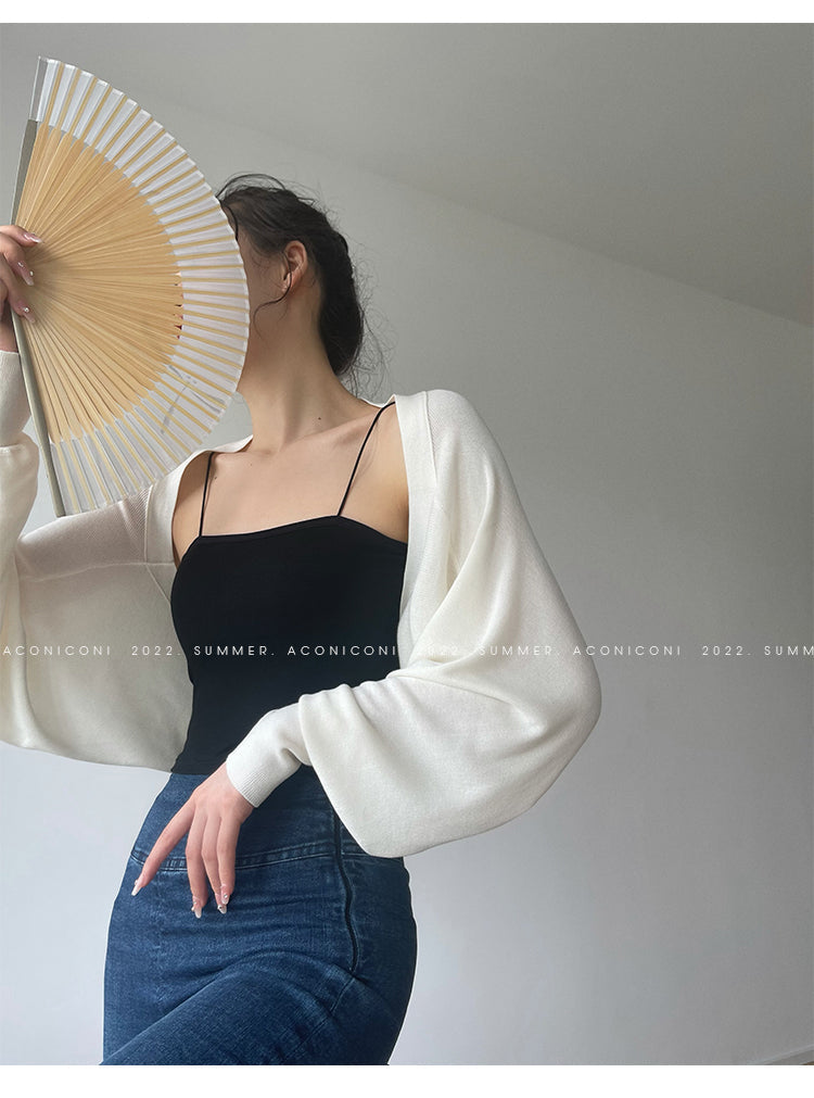Aconiconi Elegant Bat Style Long Sleeve Chic Versatile Cardigan-Jessica (vvv)