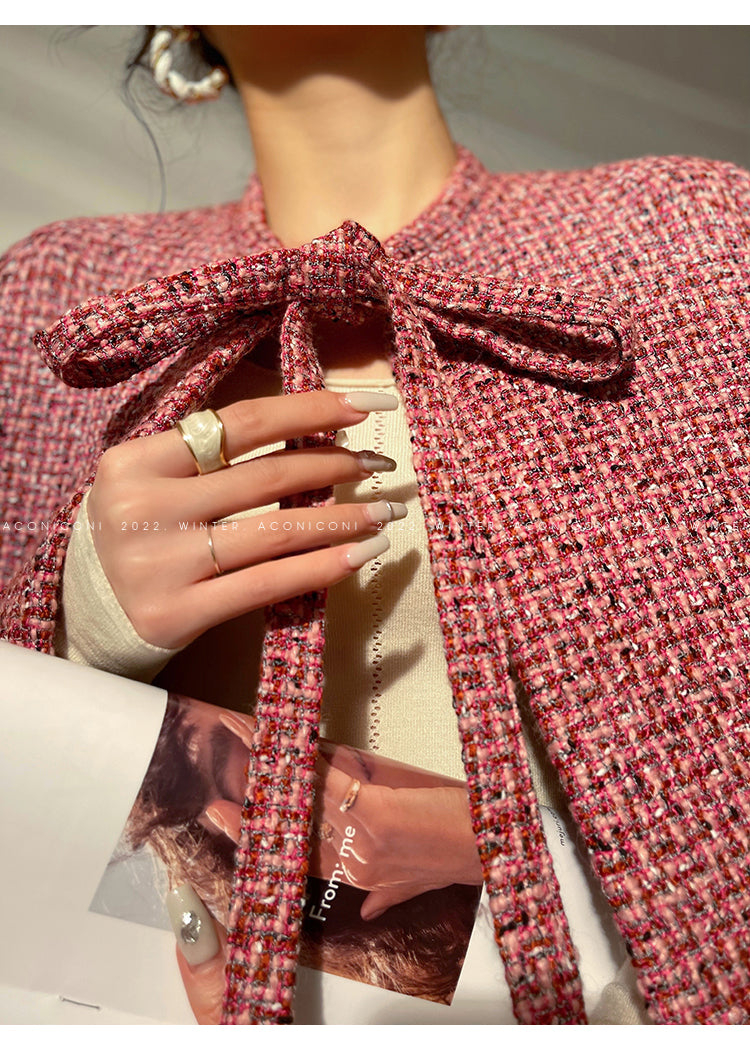 Aconiconi| bright autumn and winter elegant design jacket Skirt - Rose tea