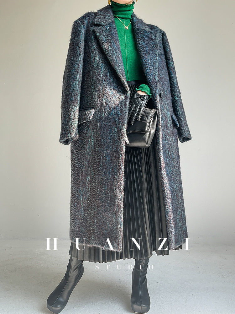 Huanzi custom dyed couture mohair water ripple wool cautumn and winter coat - Kendu