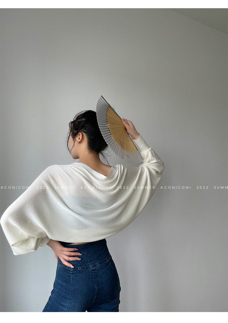 Aconiconi Elegant Bat Style Long Sleeve Chic Versatile Cardigan-Jessica (vvv)