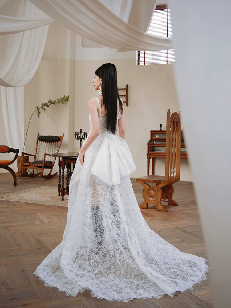 DOLLY Elegant White Sleeveless Short Party bridal Dress-LANCEY