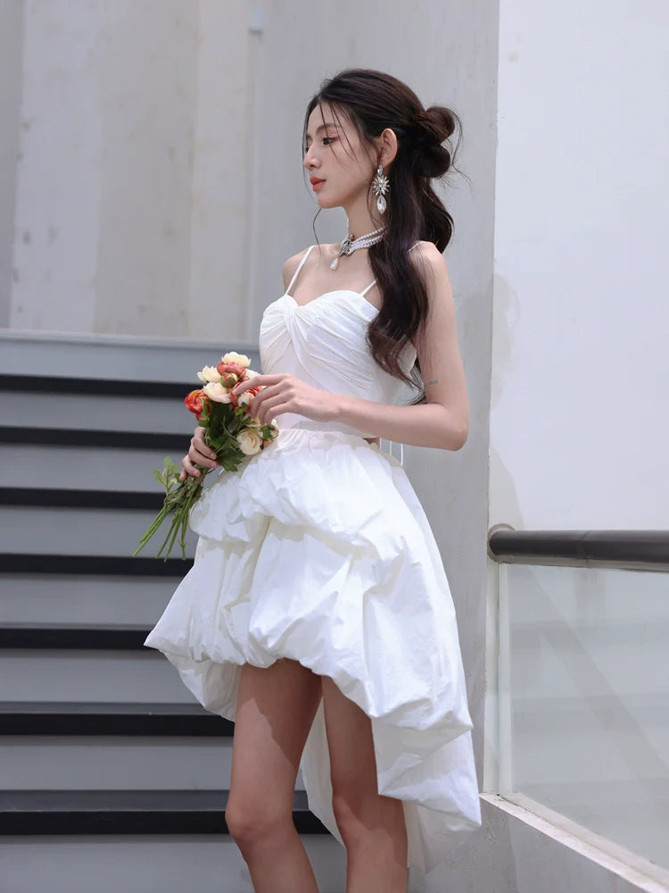 DOLLY Luxury White Sleeveless Short Puffy Chic Birthday Dress-YOYO