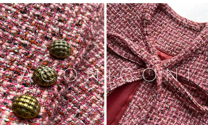 Aconiconi| bright autumn and winter elegant design jacket Skirt - Rose tea