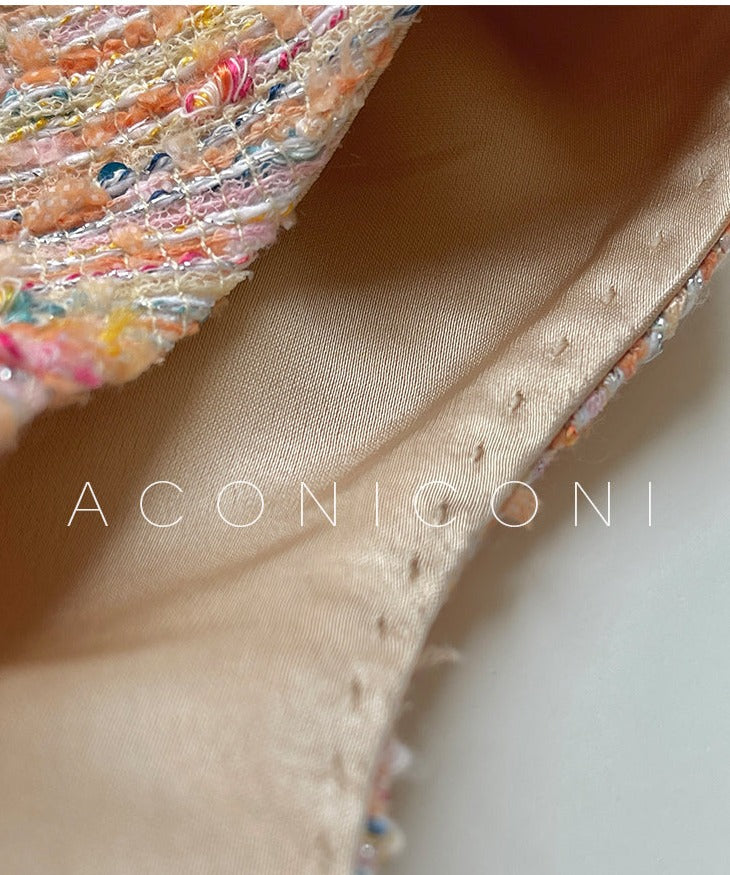 Aconiconi| Tweed, high-end vest, shirt,, high-waisted skirt - Anabelle
