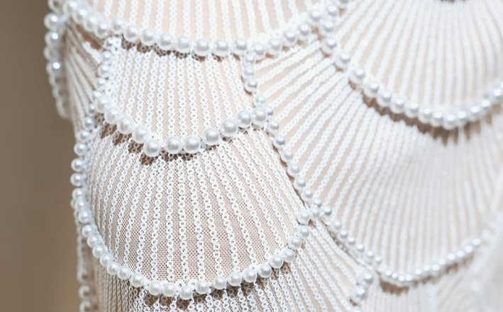 DOLLY High End Off White Sleeveless Beaded Hollow Waist Sexy Party Dress-KATHY