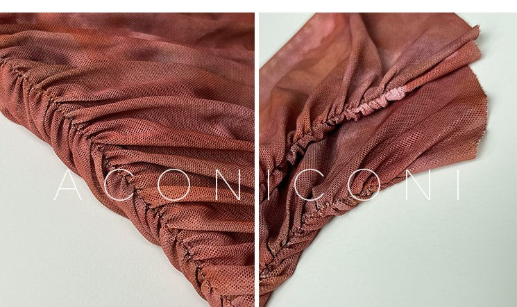 Aconiconi Luxury maxi fish Skirt Off shoulder top - Amber Sweet Tea