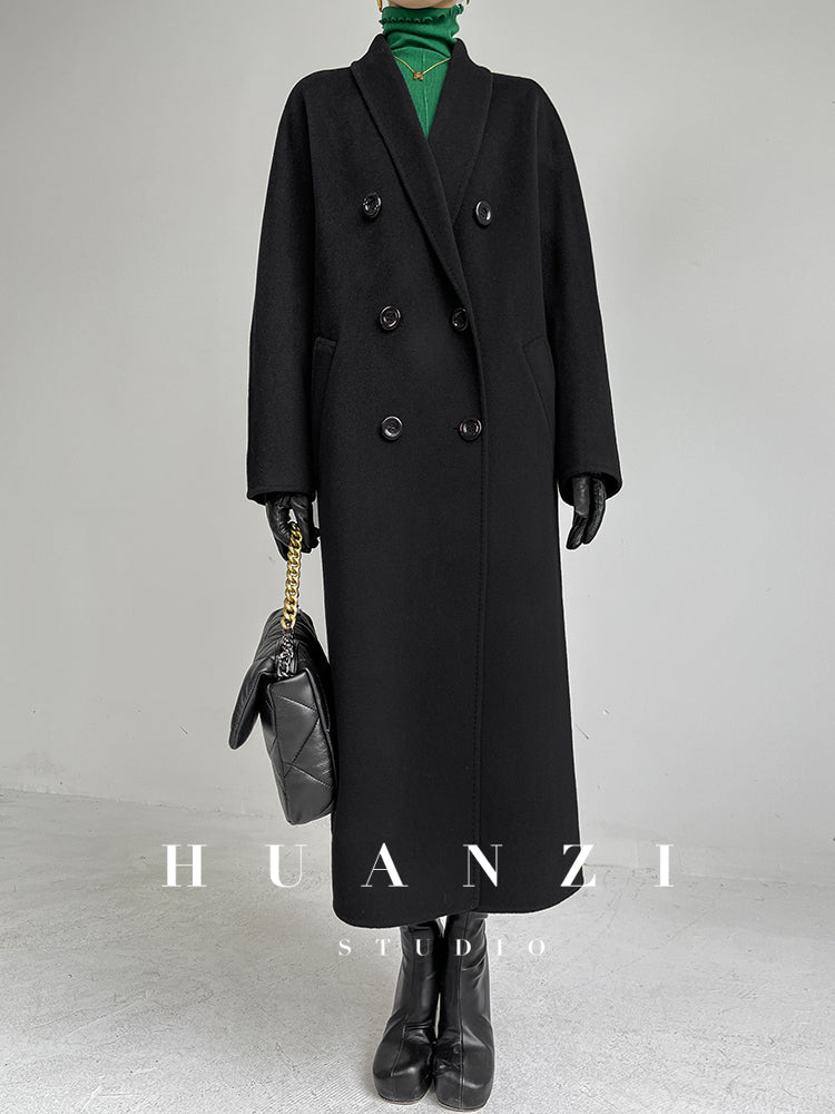 Huanzi high-end double-sided cashmere wool tweed blazer coat - Vellor